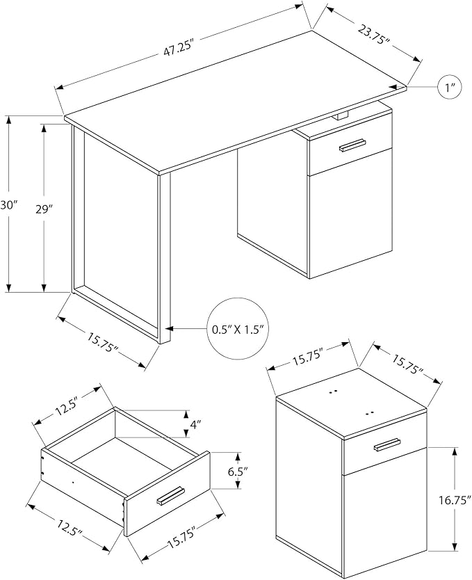 Penau Computer Desk for Home Office Modern Laptop Desk with Storage Drawers 48l Taupe Finish Black Metal Versatile Left/Right Setup