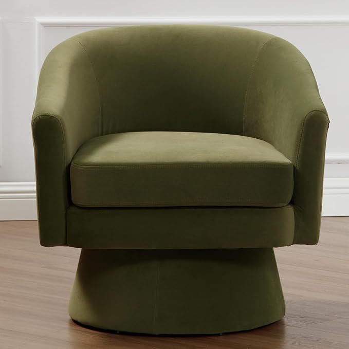 Swivel Accent Chair Upholstered 360 Swivel Barrel Arm Chair Small Single Lounge Chair Modern Velvet Fabric Round Accent Armchair for Living Room/Bedroom/Reception White