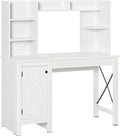 HOMCOM Farmhouse Computer Desk with Hutch and Cabinet Home Office Desk with Storage for Study White