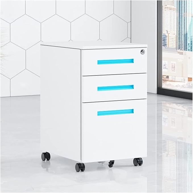 Office Storage File Cabinet Movable Cabinet Three Drawers Movable Sliding Storage Cabinet Low Cabinet with Lock (F)