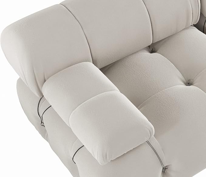 WJShome Modular Sectional Couch 103.95 inch Convertible Sofa Velvet 3 Seater Minimalist Couch for Living Room Modern Large Free Combination Sofa Beige