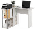 Furinno Abbott L-Shape Desk with Bookshelf White Oak/Chrome