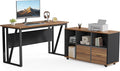 LITTLE TREE 55-Inch L-Shaped Computer Desk Large Corner Desk with Drawers Modern Office Workstation Study Desk Corner Computer Desk for Home Office Bedroom Brown