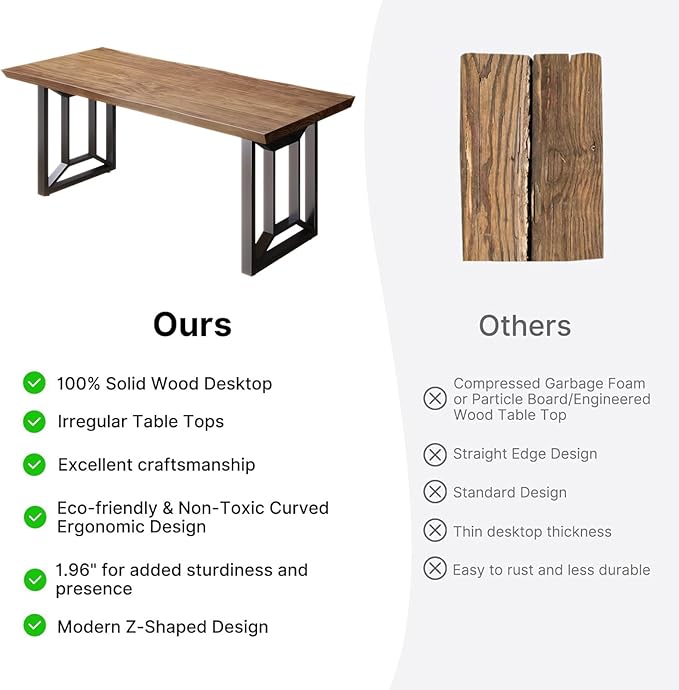 Solid Wood Rustic Style 55.1-inch Computer Desk - Large Office Desk for Home Office Modern and Simple Design Ideal for DiningStudy Writing (Black-q 55.12 * 27.56 * 29.53)