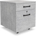 NBF Two Drawer Mobile File Pedestal Concrete with Locking File Drawer and Metal Drawer Pulls on Rolling Casters for Industrial Style