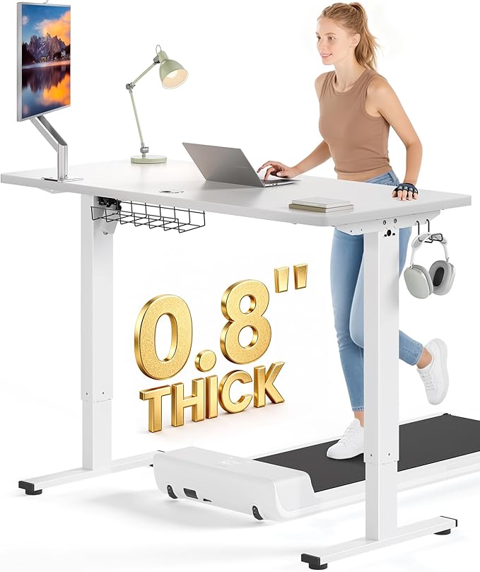 Electric Standing Desk Adjustable - 48 x 24 Inch Sit Stand up Desk with 0.8 Inch Thick Tabletop - Adjustable Height Table with 3 Memory Preset Cable Management for Home Office