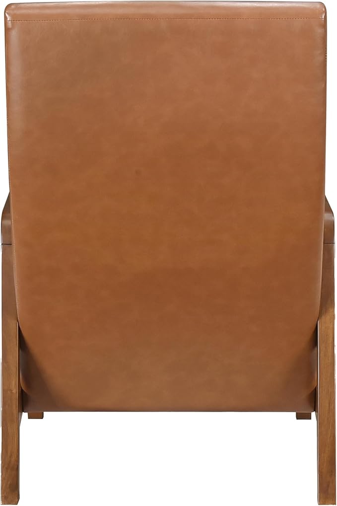 Lexicon High Back Accent Chair Mid Century Modern Chairs Living Room Chairs Reading Chair for Bedroom with Solid Wood Armrests and Legs Lounge Chair for Bedroom Living Room Sunroom Office Camel
