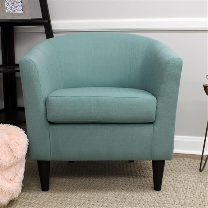 Pemberly Row Traditional Polyester Fabric Club Chair Blue Finish 32 H x 30.5 W x 27.5 D 17.5 Seat Height Padded Seat Modern Style Accent Chair for Living Room or Bedroom