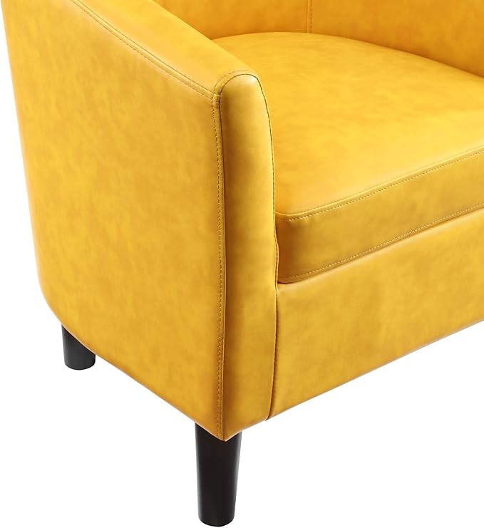 Convenience Concepts Take a Seat Churchill Accent Chair with Ottoman Marigold Stamped Faux Leather