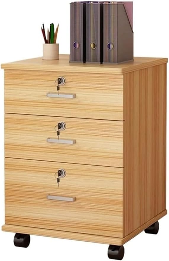 Mobile Locking Filing Cabinet for Home Office Low Cabinets with Drawers for Nized File Storage(Yellow)