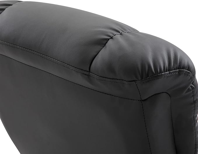 Modern PU Leather Massage Recliner Chair with Ottoman Swivel Wood Base for Living Room Relaxation - 10 Zones