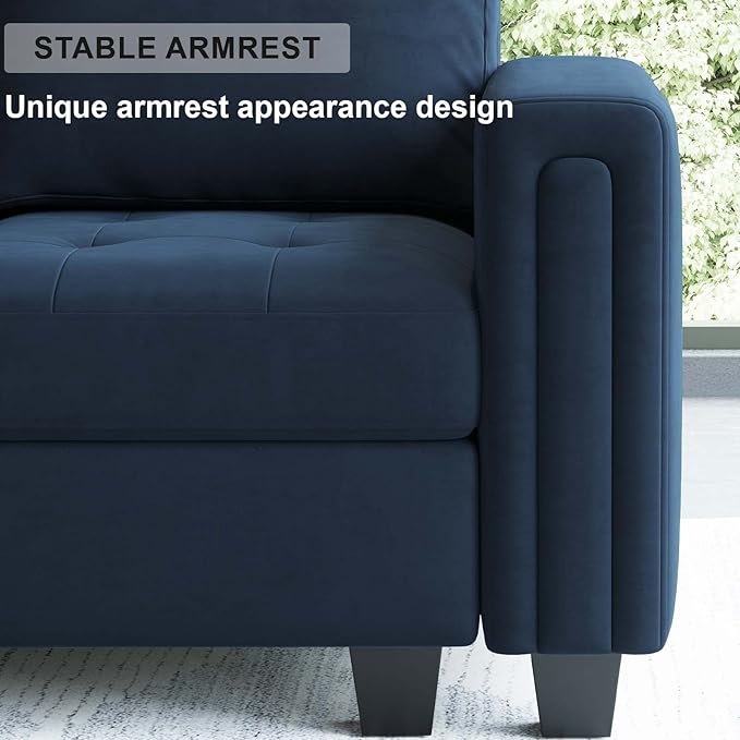 Belffin Velvet Modular Sectional Sofa Convertible Sectional Sofa Couch with Reversible Chaise L Shaped 4 Seater Corner Sofa Couch Blue