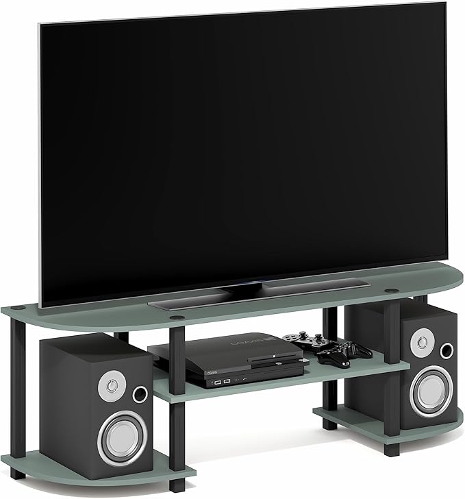 Furinno Turn-S-Tube TV Stand Wide Entertainment Center TV Console for TV up to 55 Inch for Living Room Bedroom Sage Green