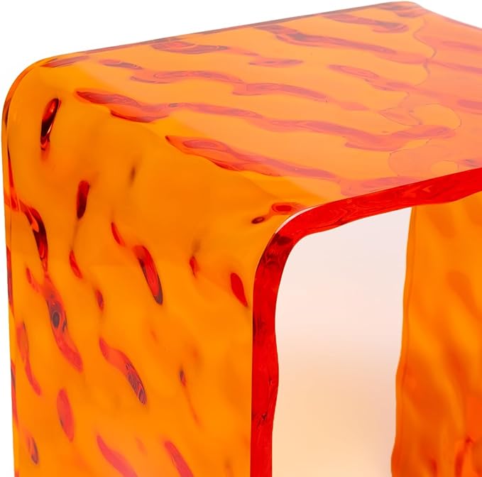 Yellow Ripple Acrylic Accent Chair – Modern Transparent Vanity Stool Waterproof &amp Durable for Living Room Bedroom or Bathroom – 13.9 W x 10.4 D x 15.9 H