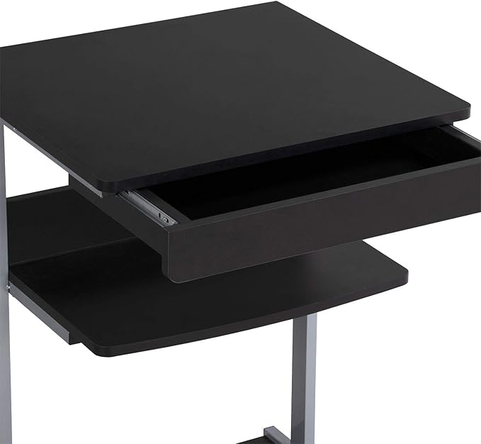 Yaheetech Mobile Computer Desk Cart Small Rolling Laptop Desk PC Table Workstation with Drawer and Printer Shelf Writing Desk Table for Small Space/Home Office