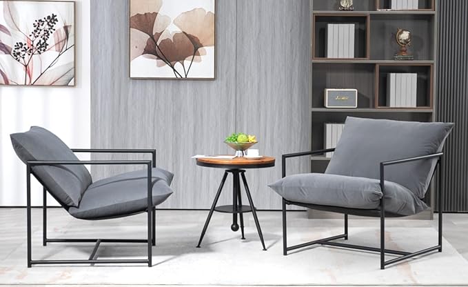 Serenity Accent Modern Velvet Arm Chair with Reclined Seat Sleek Design Durable Metal Frame Soft Upholstery and Plush Comfort for Stylish Living Room Grey