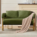 51 Comfy Loveset Sofa Green Small Teddy Love Seat Sofa Bedroom Mini Couch Living Room Side Chair with Gold Metal Legs for Dressing Area Reception Room Office (Green)