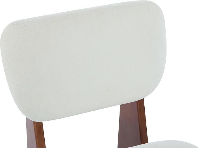 Christopher Knight Home Mores Low Profile Accent Chair Set of 2 Modern Living Room Armless Lounge Chair Fabric Comfy Reading Chair for Bedroom Wooden Frame and Thick Padded Seat White+Walnut
