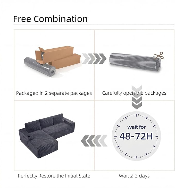 104 L Shaped Modular Sectional Sofa Cloud Sectional Couch with Deep Seats Built-in Cup Holders &amp Side Pockets Upholstered Boneless Modern Modular Sofa Couch with Chaise for Living Room Bedroom