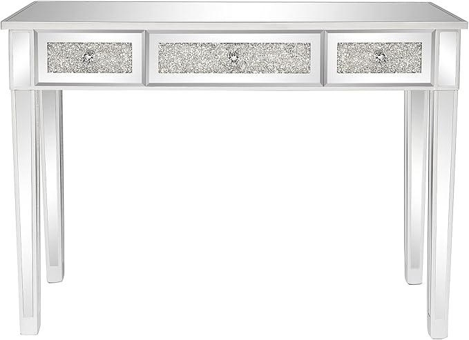JHshop 42 Console Table Mirror Computer Desk Office Desk Writing Table for Home Office Desk WorkstationMirrored Desk with 3 Drawers Console Table Mirror Sofa Table Living Room Entryway Foyer