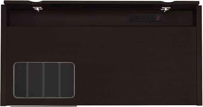 Stonecroft Furniture Computer Desk with Charging Station 47.25 in Wide MDF and Glass in Cappuccino Finish 3 Drawers Keyboard Drawer Contemporary Style Office Desk for Home or Professional Use