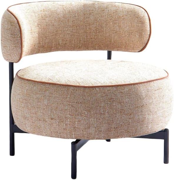 31.5” Modern Comfortable Swivel Chair with Curved BackrestExquisitely Elegant Decorative Chair with Metal LegsStylish Practical Reading Chairs for Living RoomBedroomStudyLight Brown