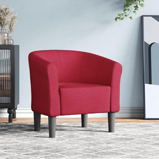 Floor Chair Arm Chair Living Room ChairsSleeper Sofa Tub Chair Wine Red Fabricfor Apartment Living and Home Office