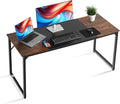 VEVOR Computer Desk 63 Inch Office Gaming Desk for Home Office Writing Study Work Modern Simple Table with Metal Frame for Large Legroom Rustic Brown and Black