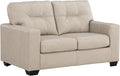 Signature Design by Ashley Santorine Classic Leather Match Loveseat with Tufted Cushion and Removable Cushion Light Gray