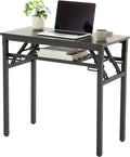 Foldable Laptop Computer Desk Writing Desk Folding Table for Home and Office Modern Style with Storage for Eating Camping and Small Spaces No Assembly Required 2 Tiers Black (31×16)