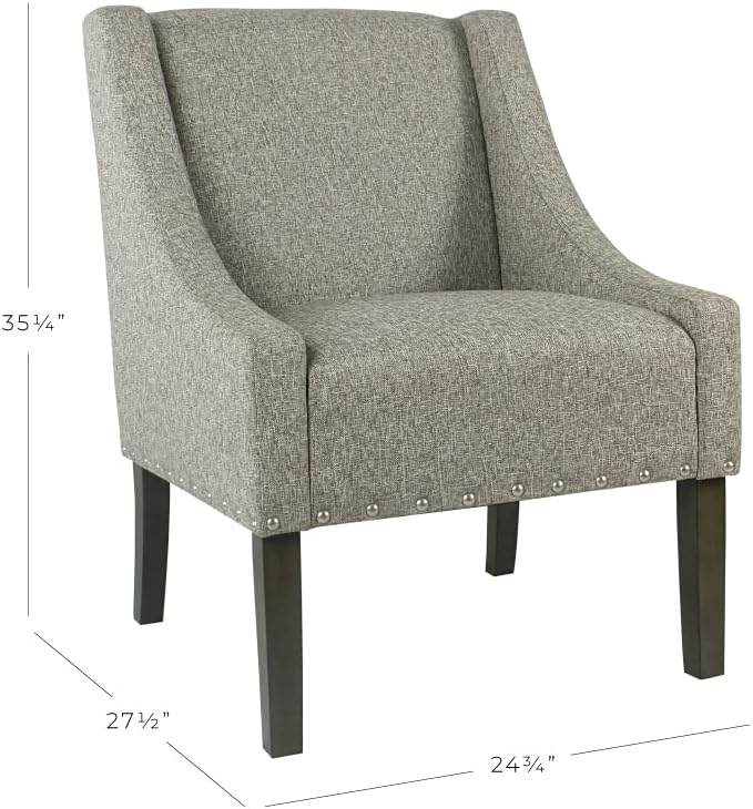 Homepop Home Decor | Upholstered Classic Swoop Arm Accent Chair | Accent Chairs for Living Room &amp Bedroom | Decorative Home Furniture Sterling Grey