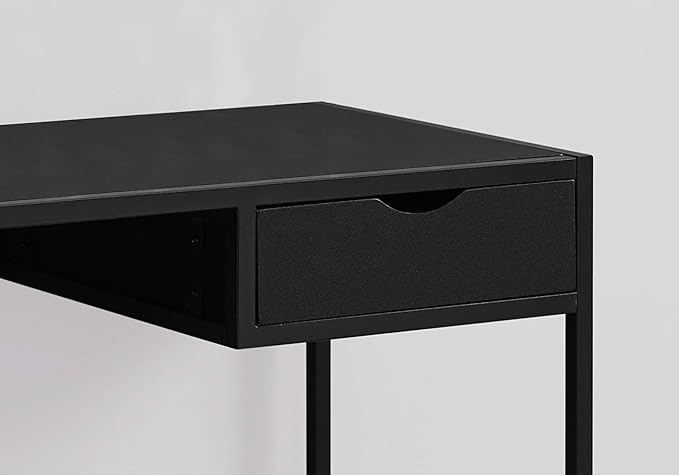 Computer Desk Home Office Laptop Storage Drawer 42 l Work Black Laminate Black Metal Contemporary Modern