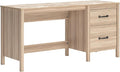 Signature Design by Ashley Battelle Casual 60 Home Office Desk with 1 Drawer and Cabinet Door Light Brown