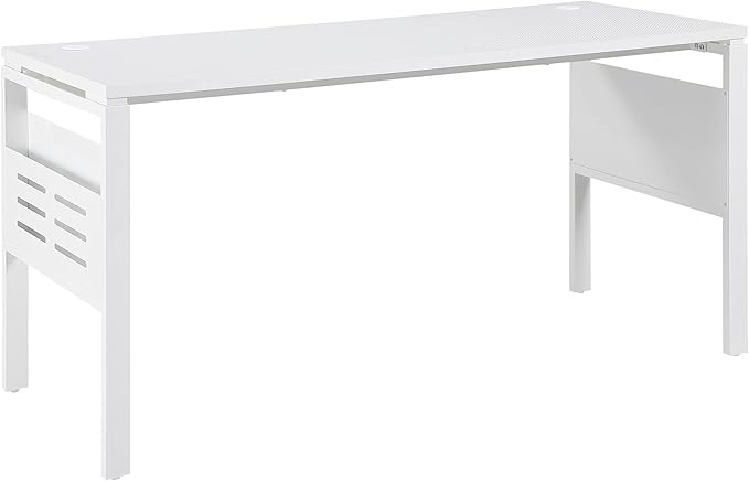 OSP Home Furnishings Prado Home Office Writing Desk with Storage Schattdecor White Carbon Fiber Desk Top Rectangular