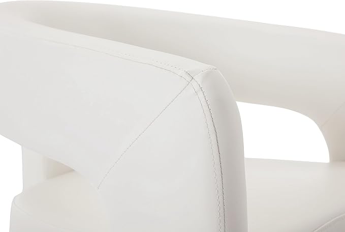 Wahson Modern Dining Chair Set of 3 Faux Leather Upholstered Barrel Kitchen Chair Round Dining Chairs with Wooden Legs Assembled Accent Armchairs for Dining Room/Living Room/Bedroom/Side White