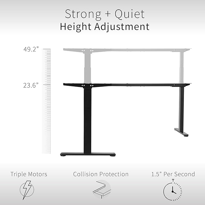 VIVO Electric Triple Motor Height Adjustable 3 Leg Corner Desk Frame up to 300lbs Sit Stand Ergonomic L Shaped Frame Only Black DESK-V130EB