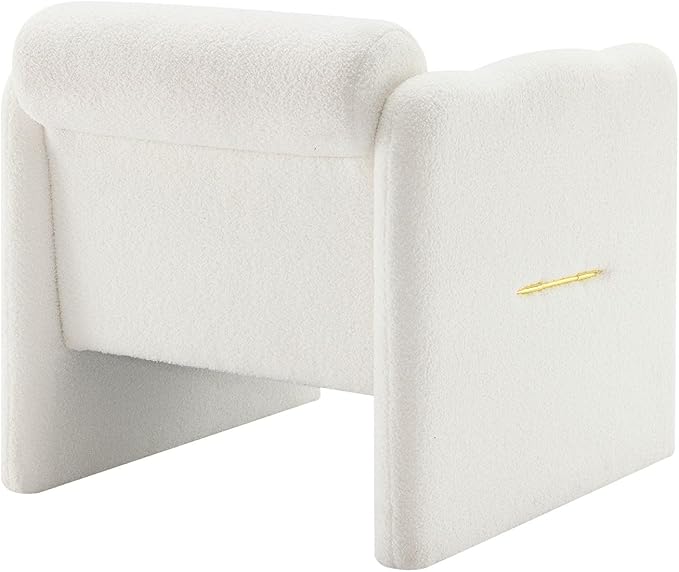 Arm Chair with Waved arms Metal Decoration on Both Side arms Accent Chair for Primary Living SpaceReading Chair Living Room Bedroom Teddy Fabric