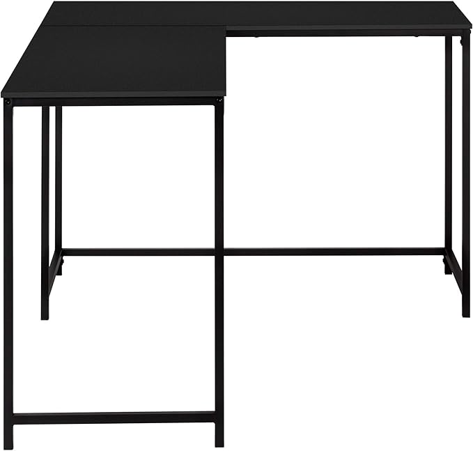 Computer Desk Home Office Corner 58 l L Shape Work Laptop Black Laminate Black Metal Contemporary Modern