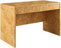 Modway Hudson Burl Wood Desk with Drawers in Natural - Modern Writing Desk - Narrow Home Office Desk - Vanity Table Without Mirror