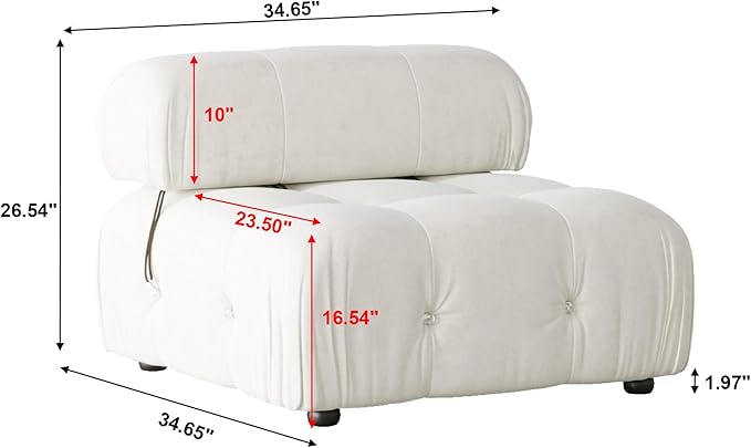 WJShome Modular Sectional Sofa Velvet U Shaped Couch Middle SeatBeige