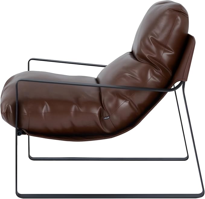 VEVOR Accent Chair Modern PU Leather Armchair Cozy Upholstered Chair with Soft Foam Cushioning Sturdy Metal Frame and Detachable Cushion for Living Room Bedroom Reading Room Office Brown