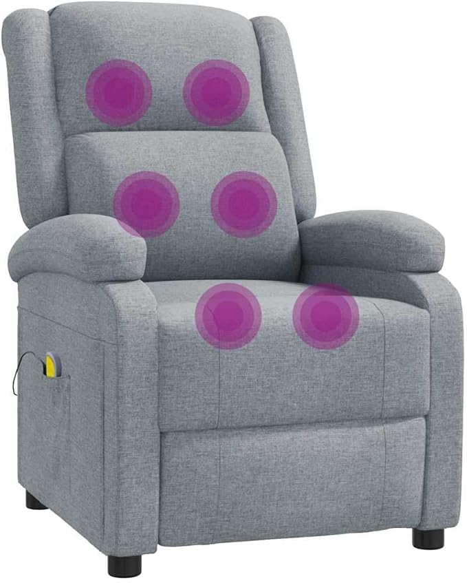 Light Gray Fabric Massage Chair Recliner Electric Full Body Massager for Ultimate Relaxation Adjustable Comfort for Living Room &amp Home Office Durable Wood &amp Metal Frame 330lb Capacity.
