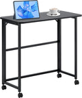 Small Folding Desk Rolling Table Portable Foldable Desk on Wheels Space Saving Computer Table Writing Workstation for Home Office Easy Assembly (Black 15.7 D x 31.5 W x 29.53 H)