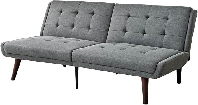 63 Loveseat Sofa Convertible Sofa Bed 5-Position Adjustable Backrest Sleeper Chair Guest Bed for Studio Apartment Basements Cabins Dorm Grey.