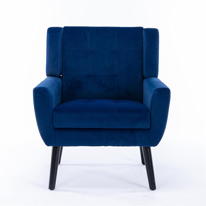 Modern Accent Chair Oversized Accent Chair Corner Chair Mid Century Modern Chair Comfy Reading Chair Upholstered Armchair Modern Chairs for Living Room (Blue Velvet)