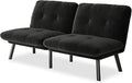 Futon Sofa Sleeper Couch Bed with Adjustable Backrest Thick Cushion Velvet Fabric for Department Living Room Lounge Sofa Loveseat (Black)