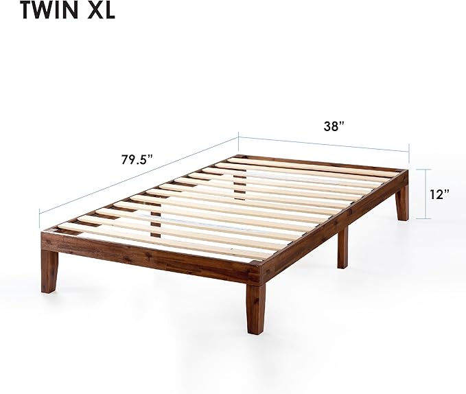 Mellow Naturalista Classic 12 Inch Solid Wood Platform Bed with Wooden Slats Twin XL Espresso