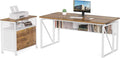 LITTLE TREE 63-Inch Office Desk with 31.5-Inch Lateral File Cabinet Study Writing Desk Computer Desk for Home Office