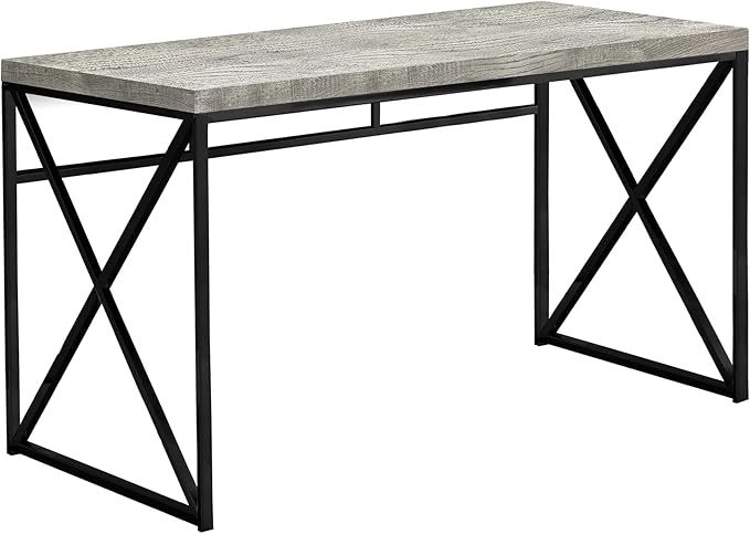 Computer Desk Home Office Laptop Work Grey Laminate Black Metal Contemporary Modern