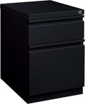 20 Inch Deep Metal Mobile Pedestal File 2 Drawer Box-File with Full Width Pull for Home and Office Holds Letter Width Hanging Folders Black